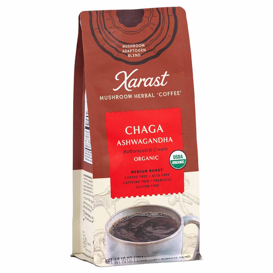 Xarast Chaga Ashwagandha Butterscotch Cream Mushroom Herbal Coffee